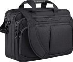 KROSER Laptop Bag Expandable Lightweight Briefcase for 17.3" Laptop Premium Business Work Bag Water-Repellent Messenger Bag with RFID Pockets for School/Travel/Women/Men-Black